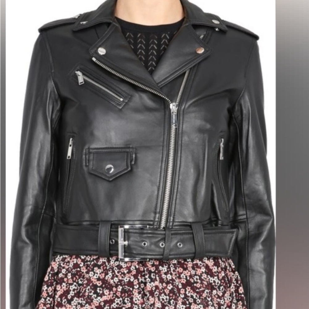 Michael Kors Black Leather Jacket xs - Picture 2 of 4